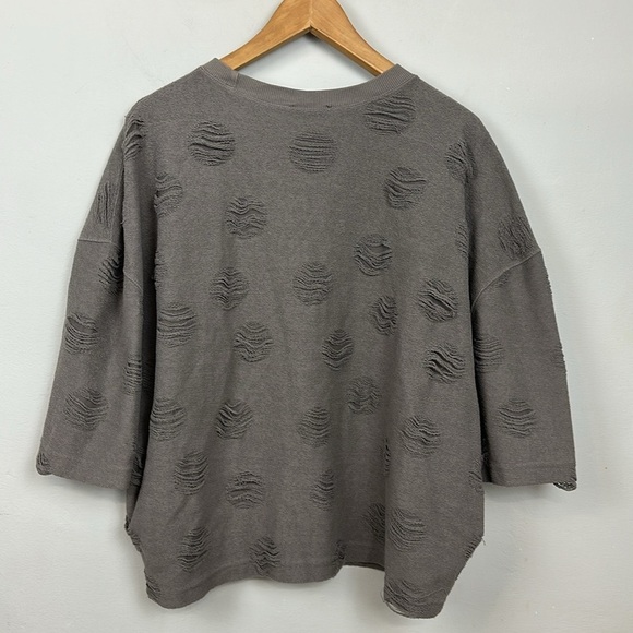 Zara Grey Dolman Short Sleeveeve Ripped Distressed Sweater Sz S - Picture 6 of 10